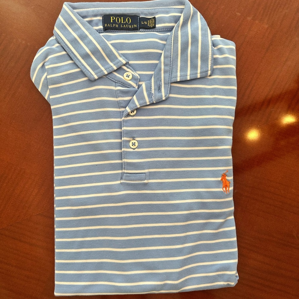 Polo by Ralph Lauren Light Blue and White Striped Polo